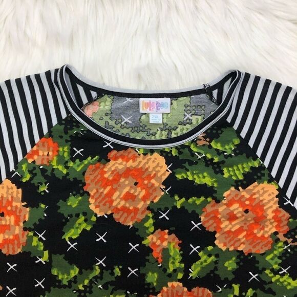 LuLaRoe Randy Plus Size 2X Orange Tan Green Roses - Picture 6 of 15